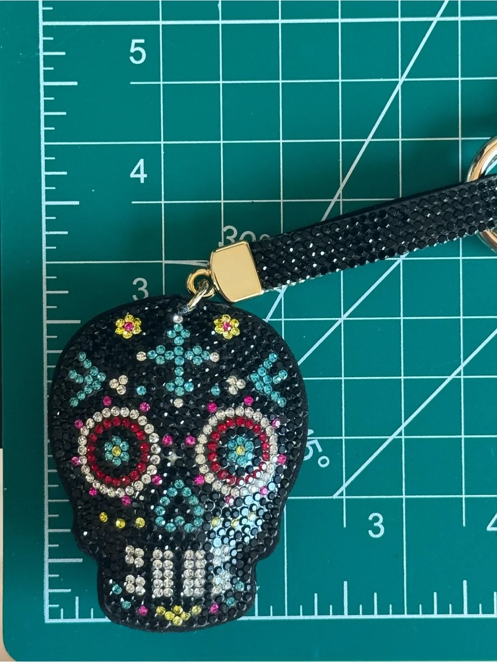 Mint Rhinestone Sugar Skull Keychain Bag Charm NWT (Pink)